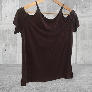 New All Saints Women's Burgundy Red Cold Shoulder Short Sleeves Tyra Top Size S